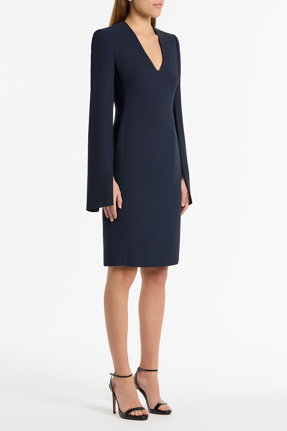 Carla Zampatti Crepe V-Neck Lovero Dress (Navy)
