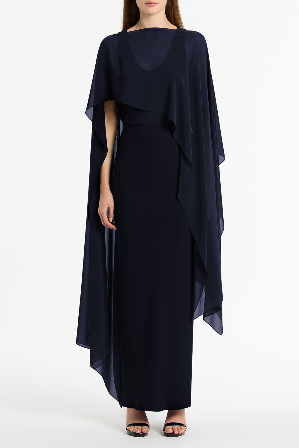 Carla Zampatti Georgette Cascata Wrap (Navy)