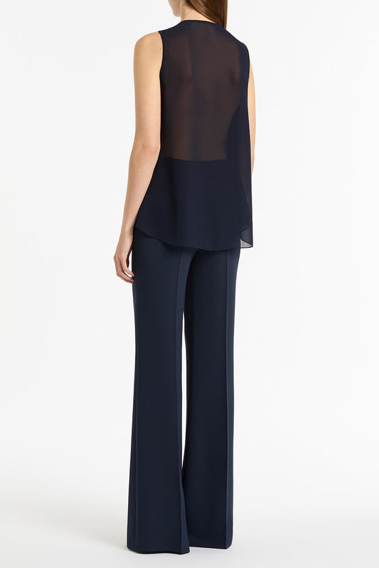 Carla Zampatti Georgette Fluted Tank (Navy)