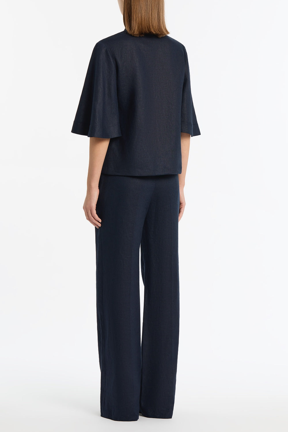 Carla Zampatti Linen Short Sleeve Shirt (Navy)