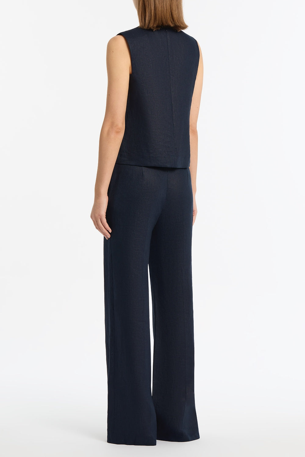Carla Zampatti Linen Tank Top (Navy)