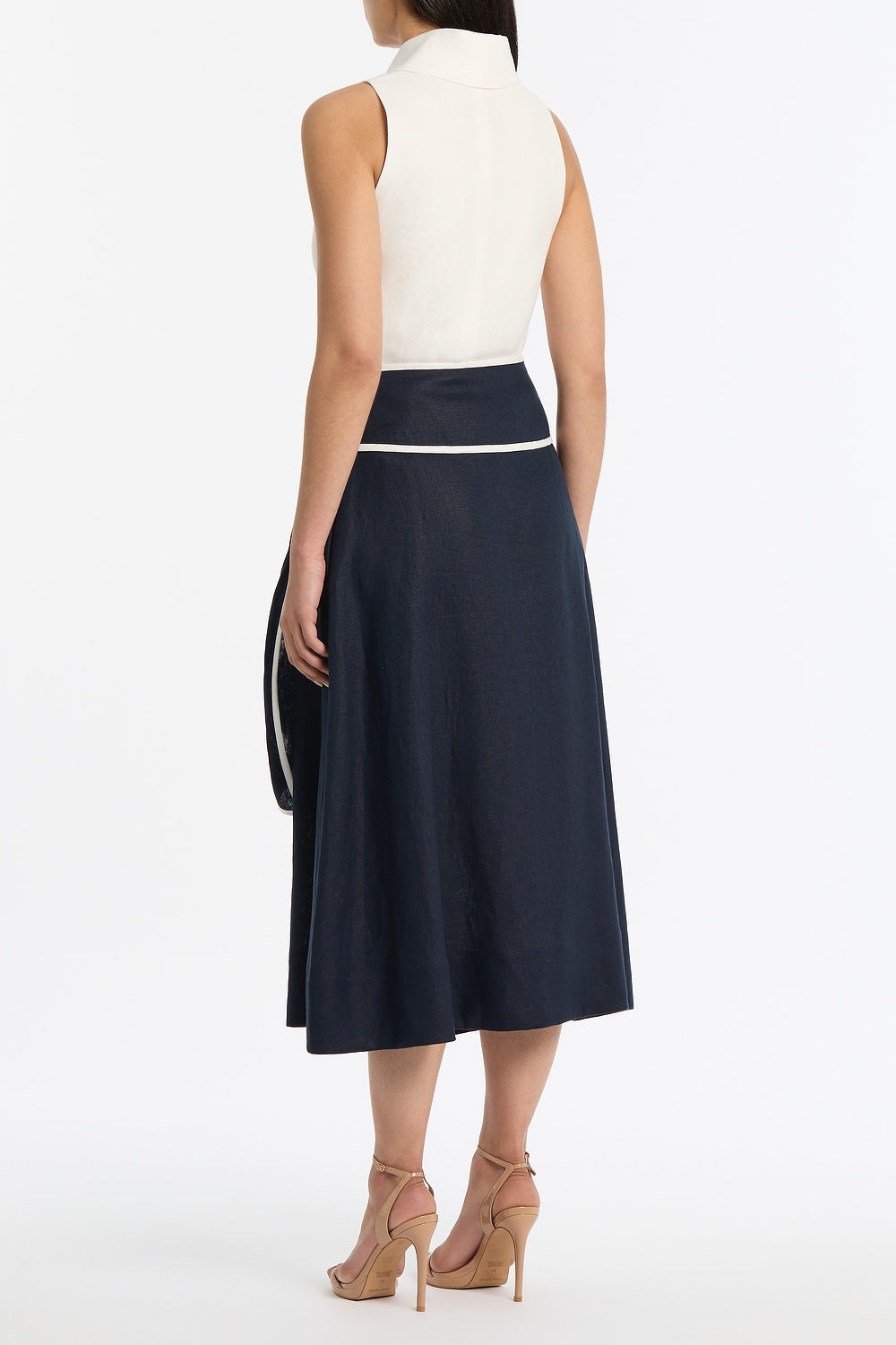 Carla Zampatti Linen Wrap Skirt (Navy)