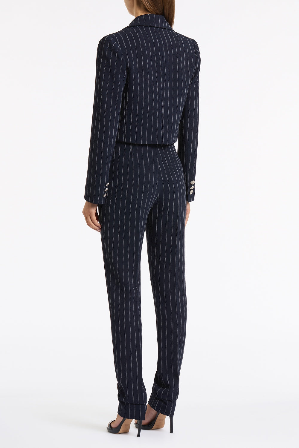 Carla Zampatti Pinstripe Cropped Jacket (Navy)