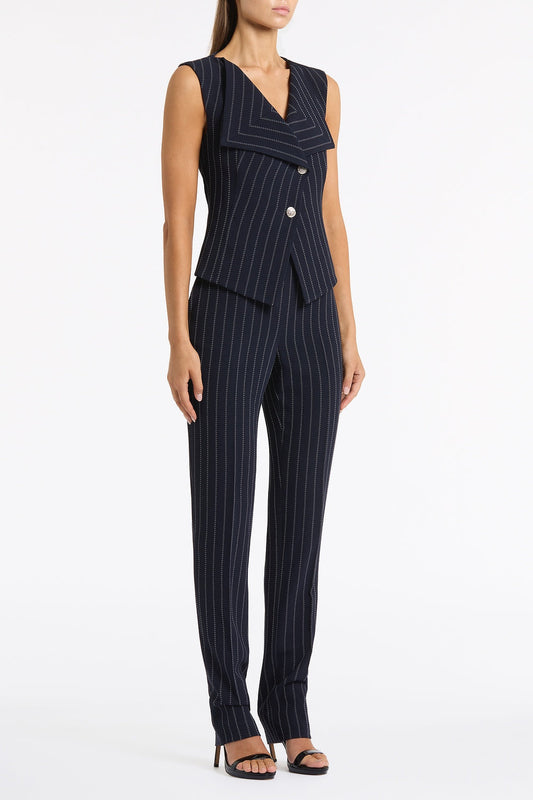 Carla Zampatti Pinstripe Double Breasted Vest (Navy)