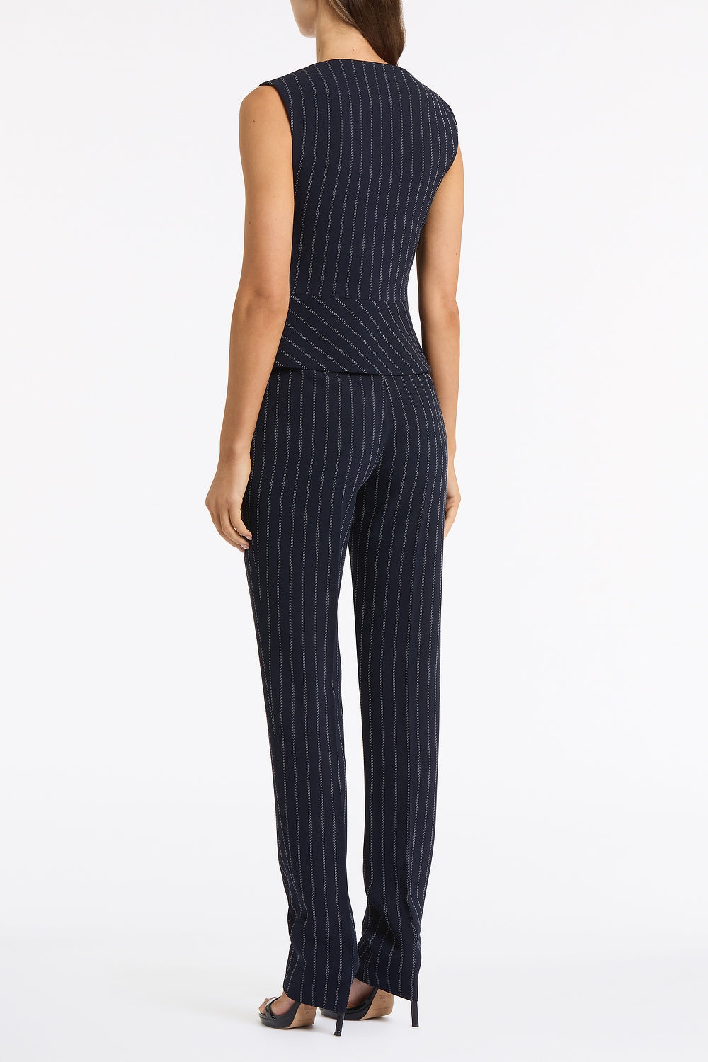 Carla Zampatti Pinstripe Double Breasted Vest (Navy)