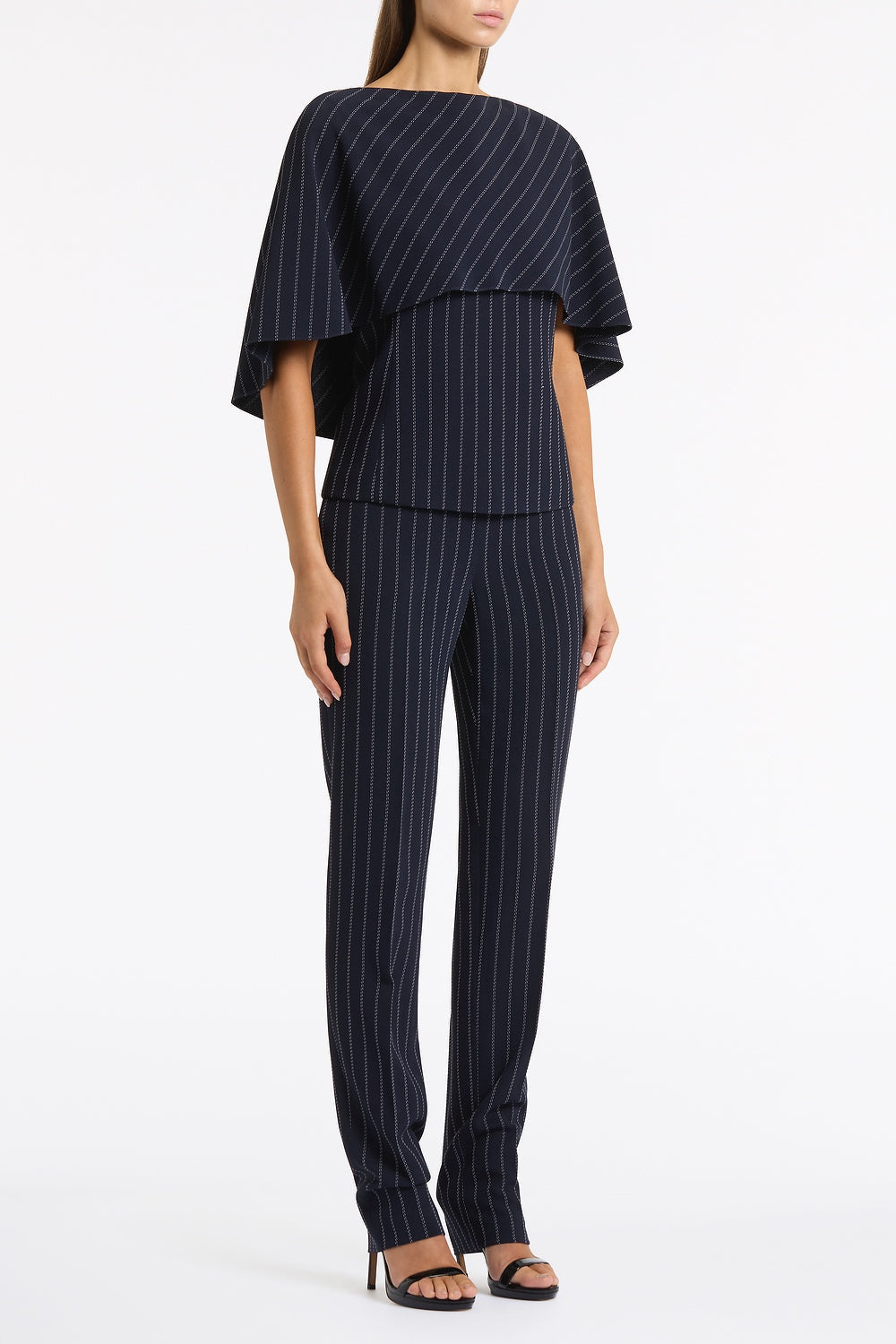 Carla Zampatti Pinstripe Slim Leg Pant (Navy)
