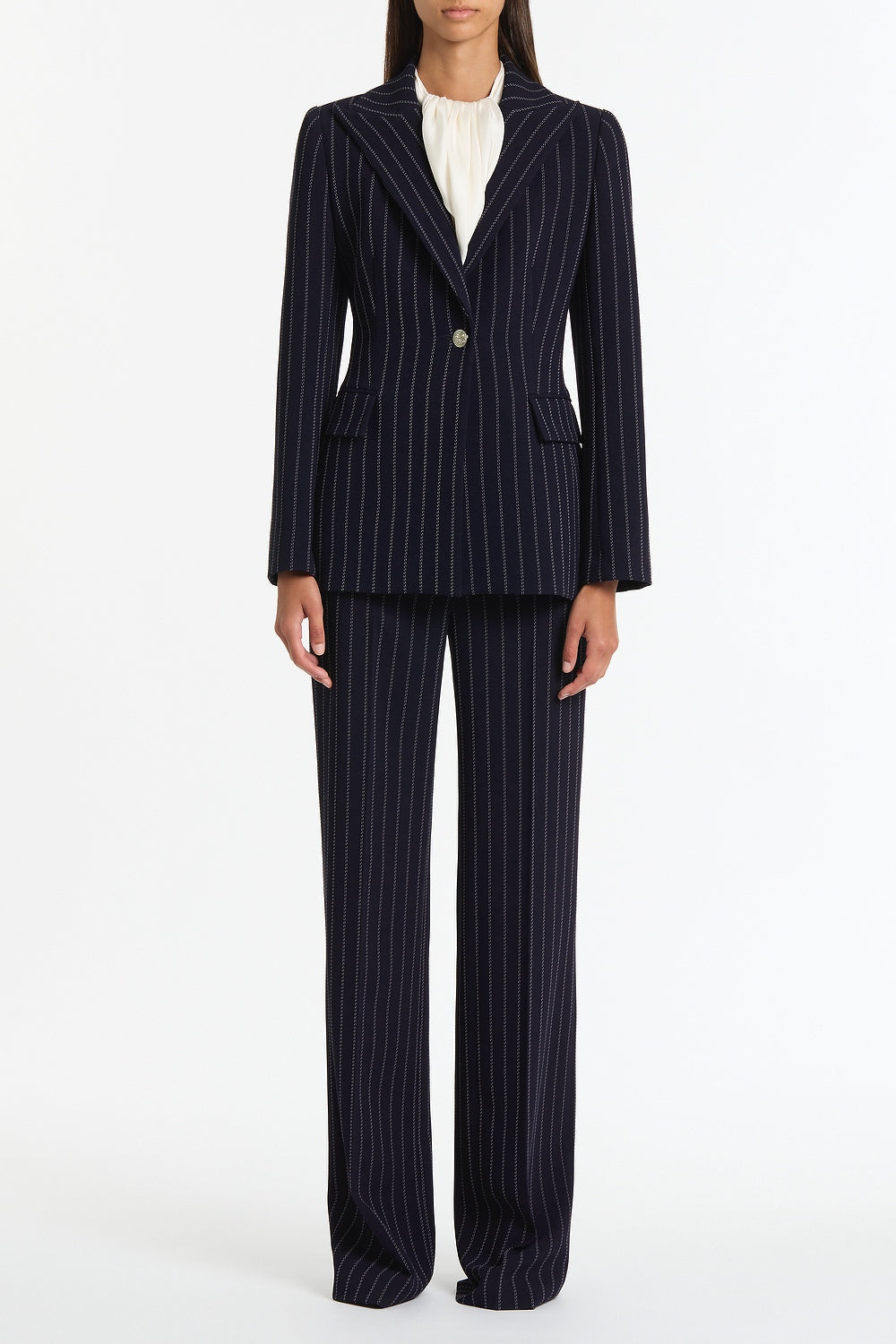 Carla Zampatti Pinstripe Wide Leg Pant (Navy)