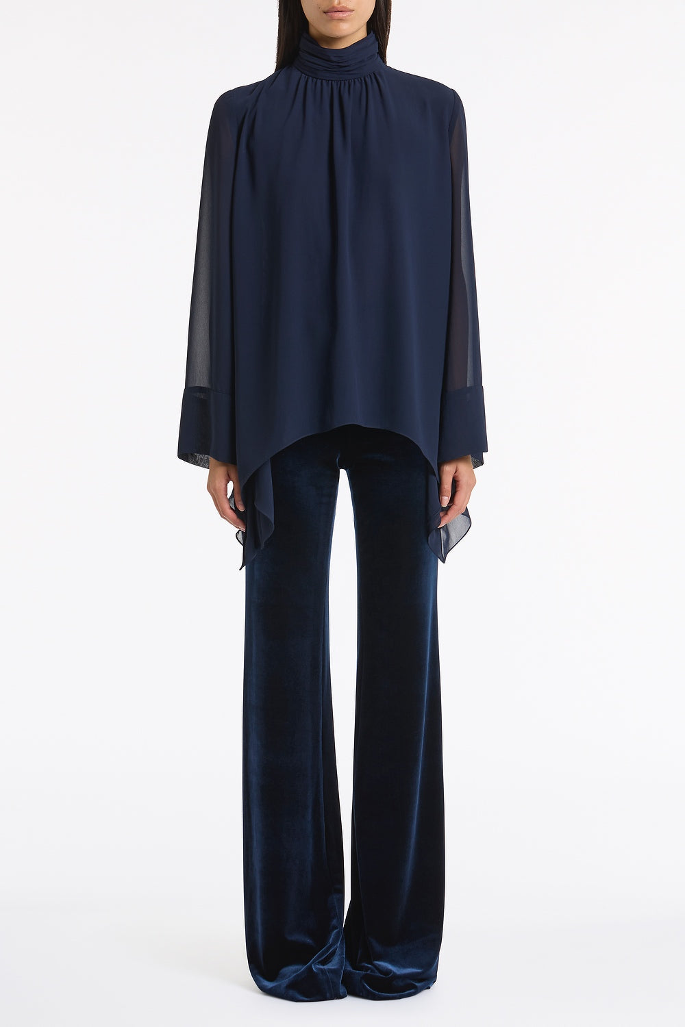 Carla Zampatti Velvet Bootleg Pant (Navy)