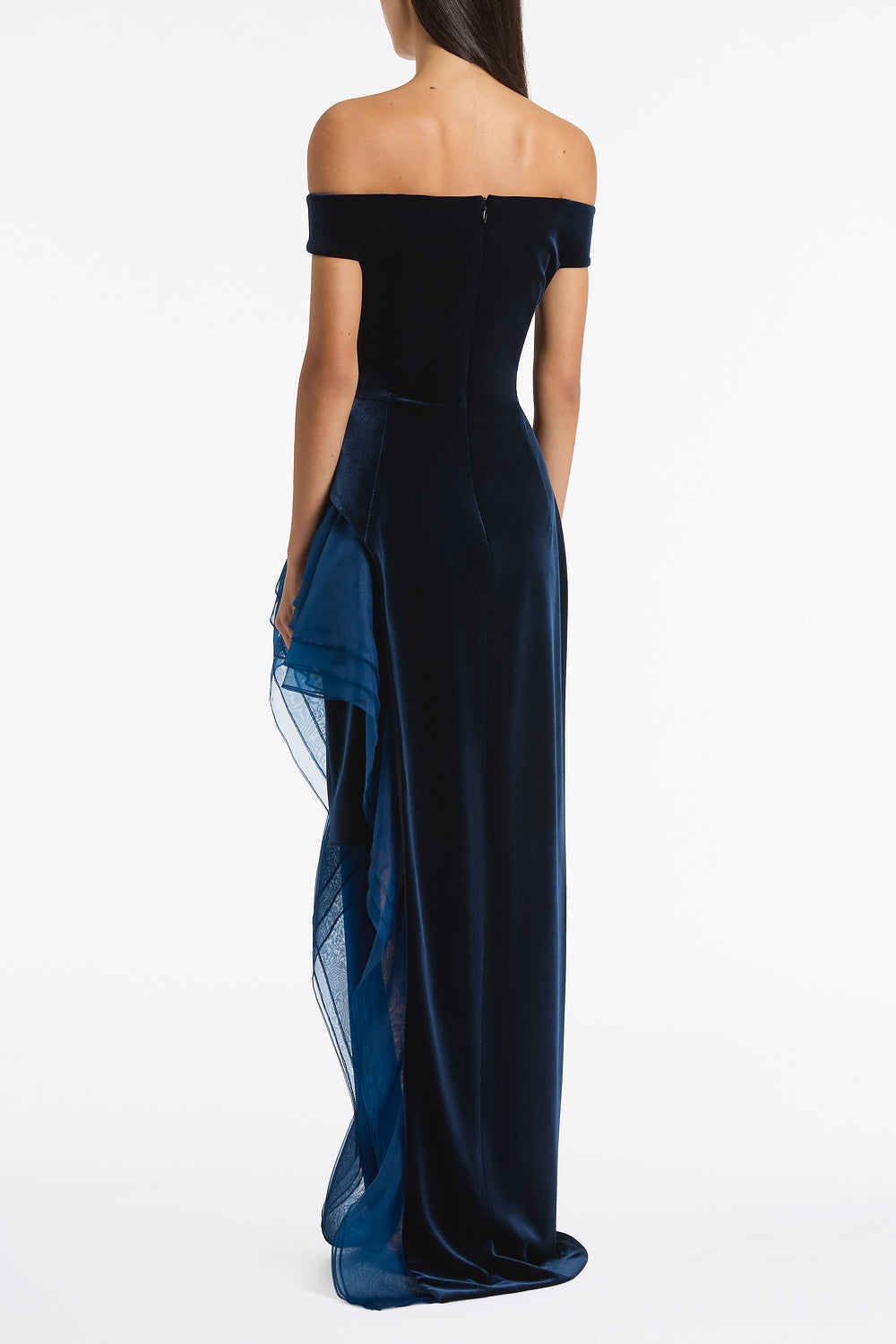 Carla Zampatti Velvet Organza Detail Gown (Navy)