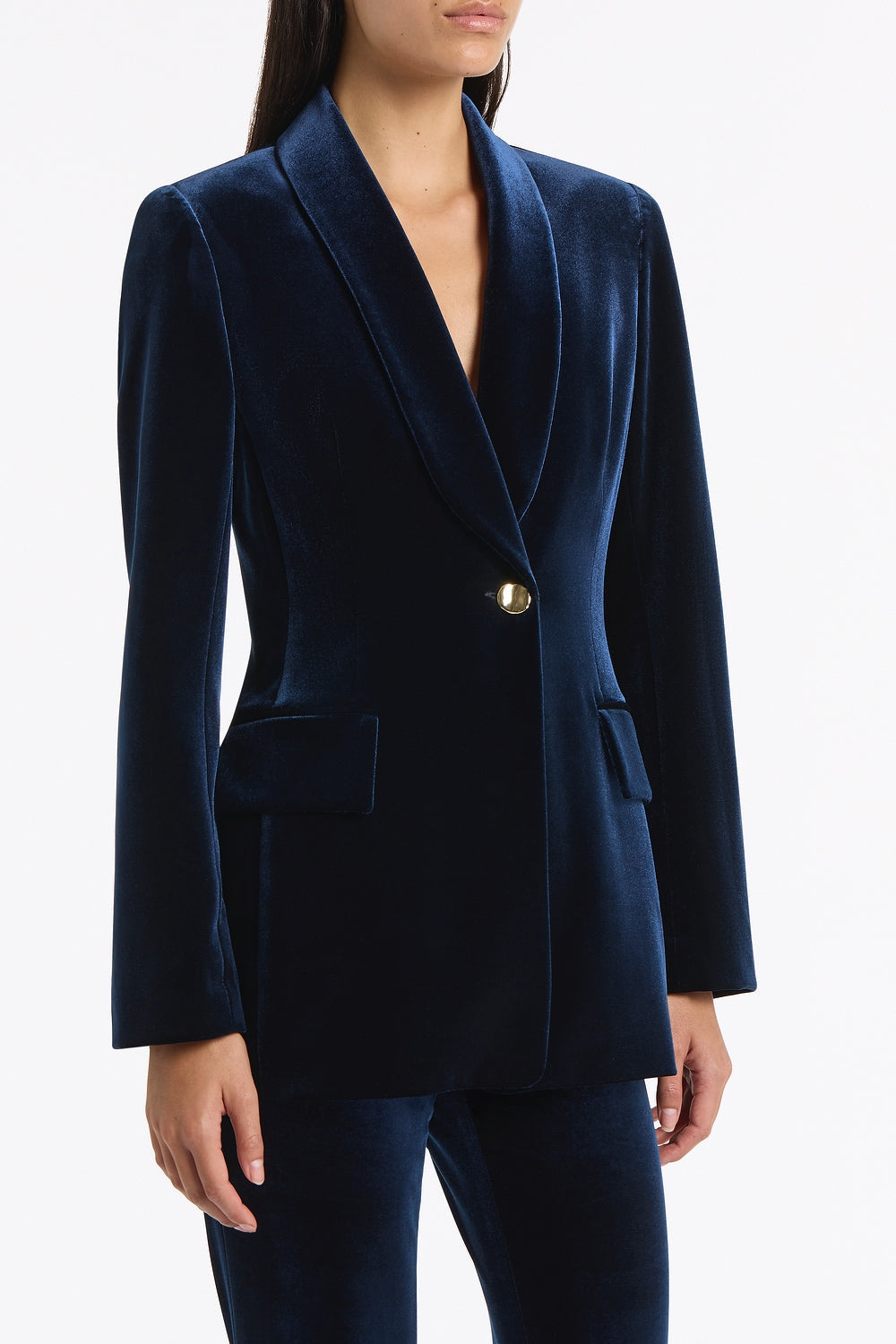 Carla Zampatti Velvet Shawl Collar Jacket (Navy)
