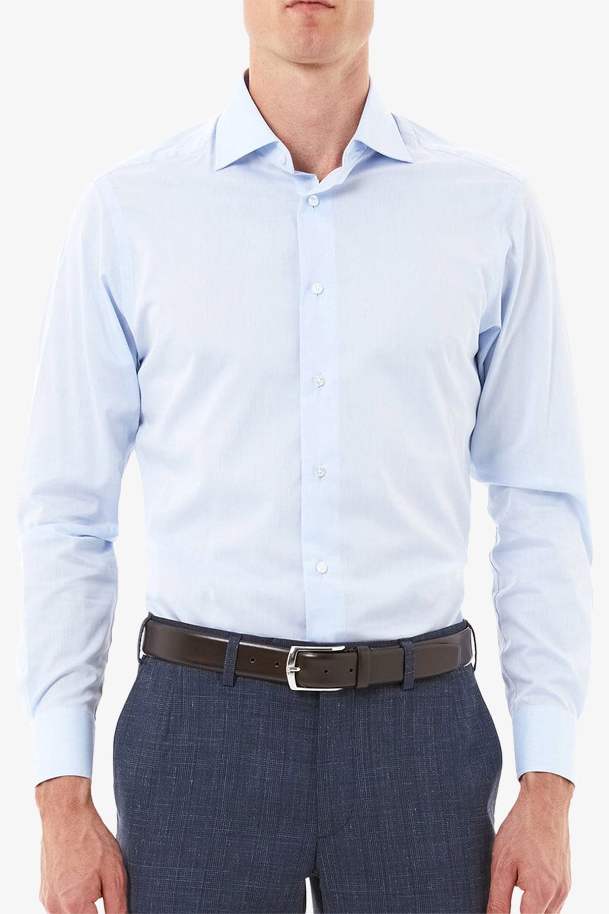 Image of Shirts. Product name - Nigel Twill Light Blue Shirt in Blue colour by brand - Anthony Squires