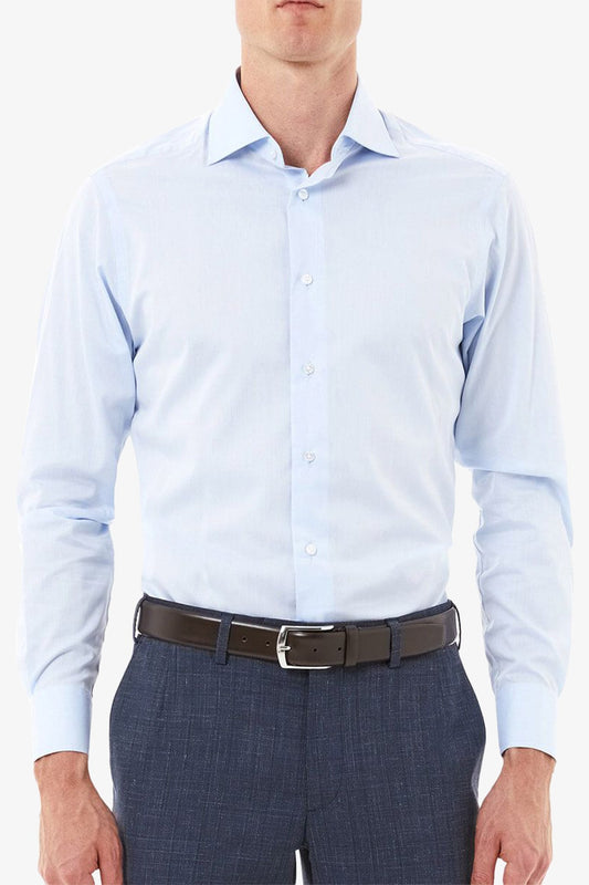Image of Shirts. Product name - Nigel Twill Light Blue Shirt in Blue colour by brand - Anthony Squires