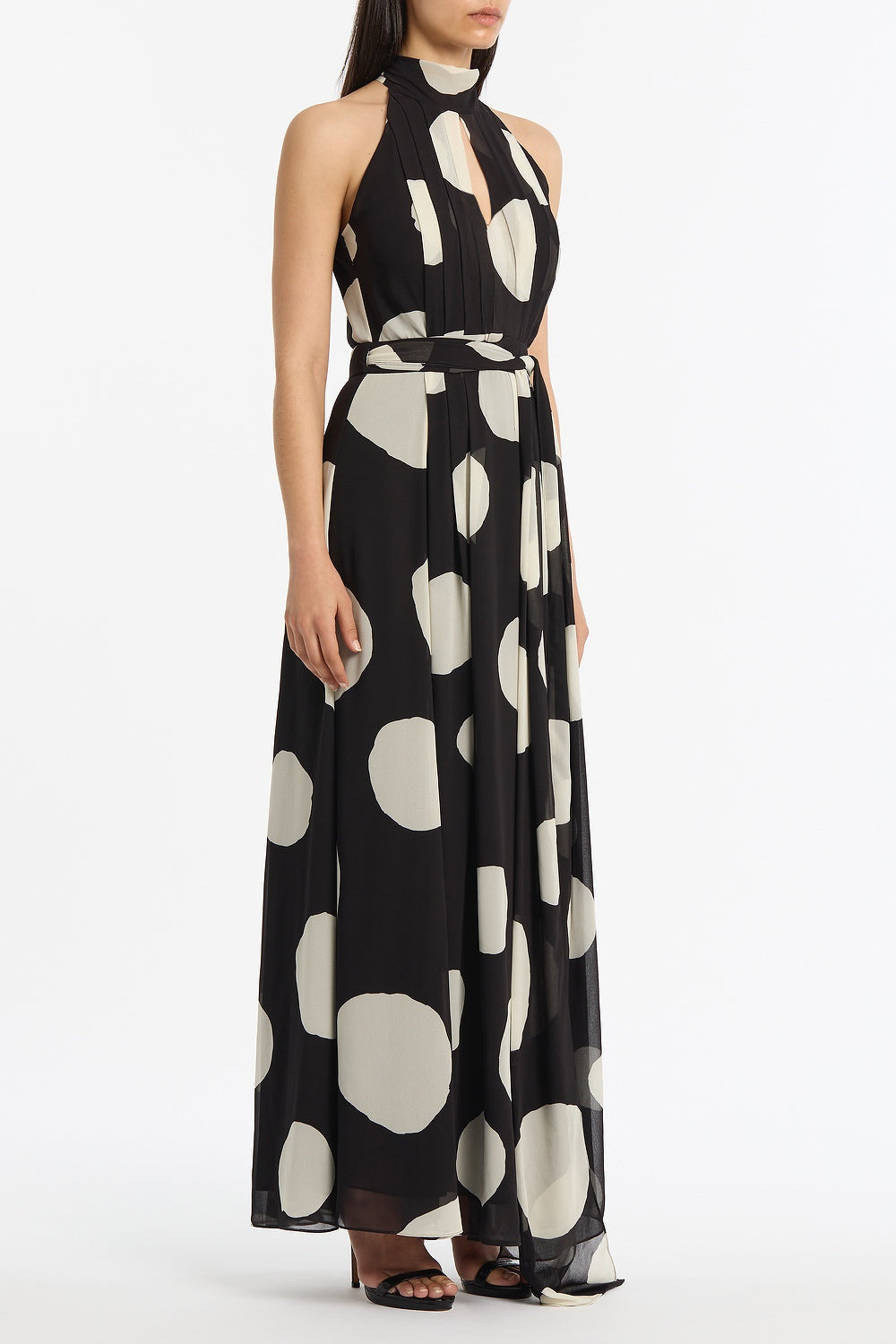 Carla Zampatti Noir Spot Tie Neck Wrap Dress (Black)