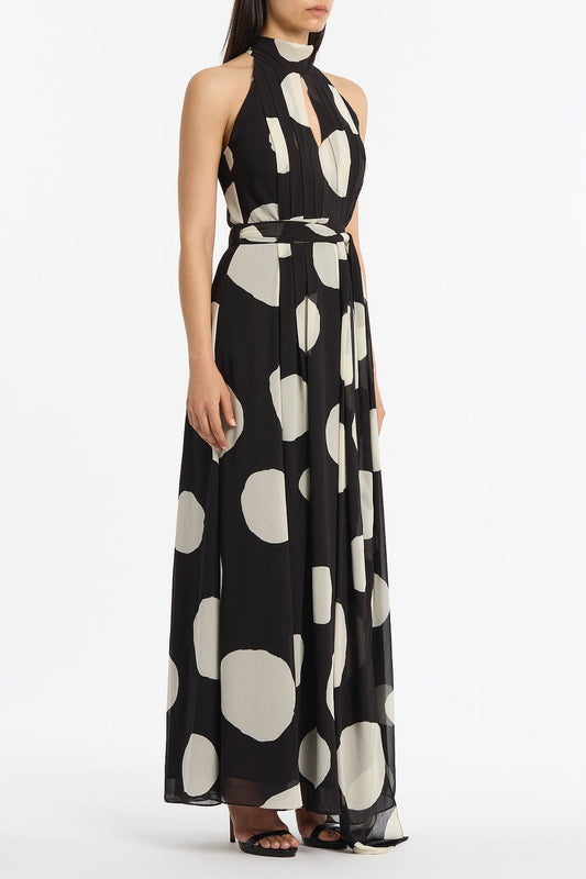Carla Zampatti Noir Spot Tie Neck Wrap Dress (Black)