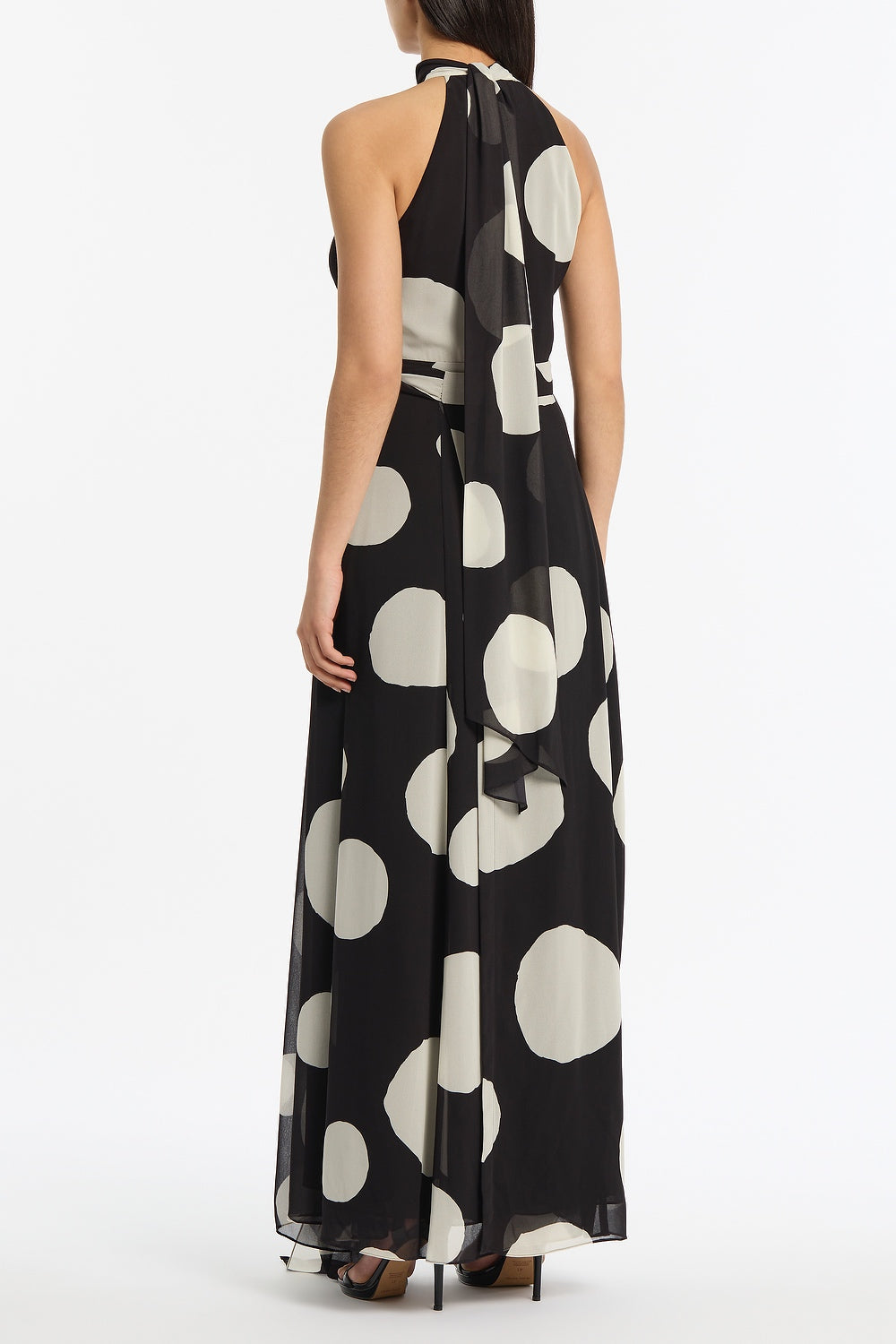 Carla Zampatti Noir Spot Tie Neck Wrap Dress (Black)