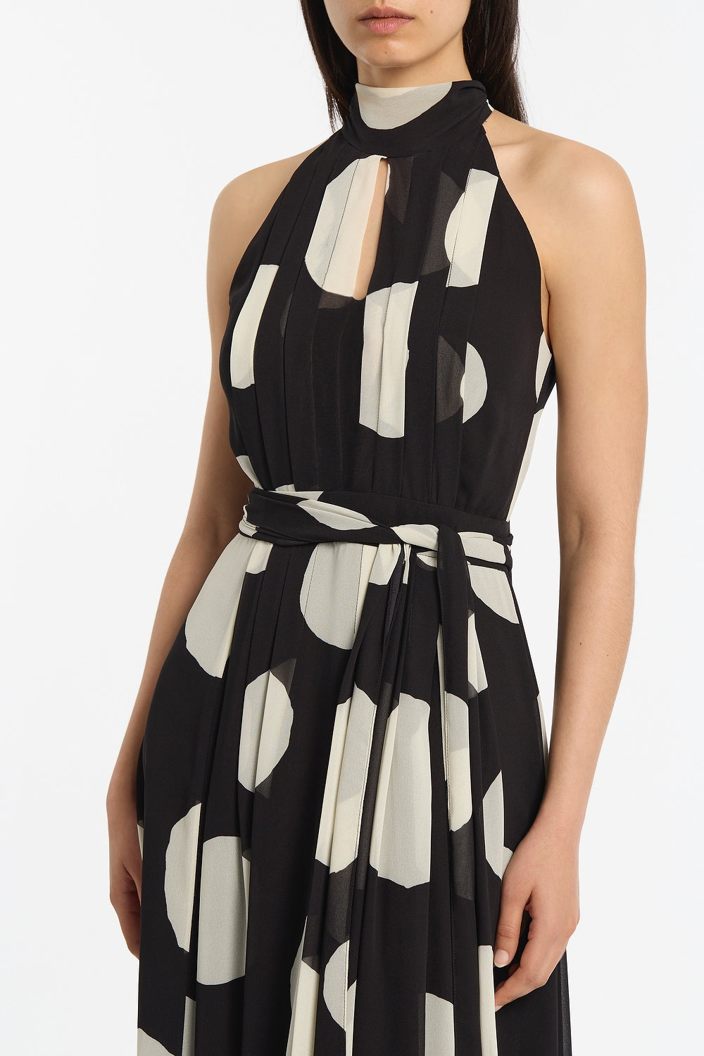 Carla Zampatti Noir Spot Tie Neck Wrap Dress (Black)