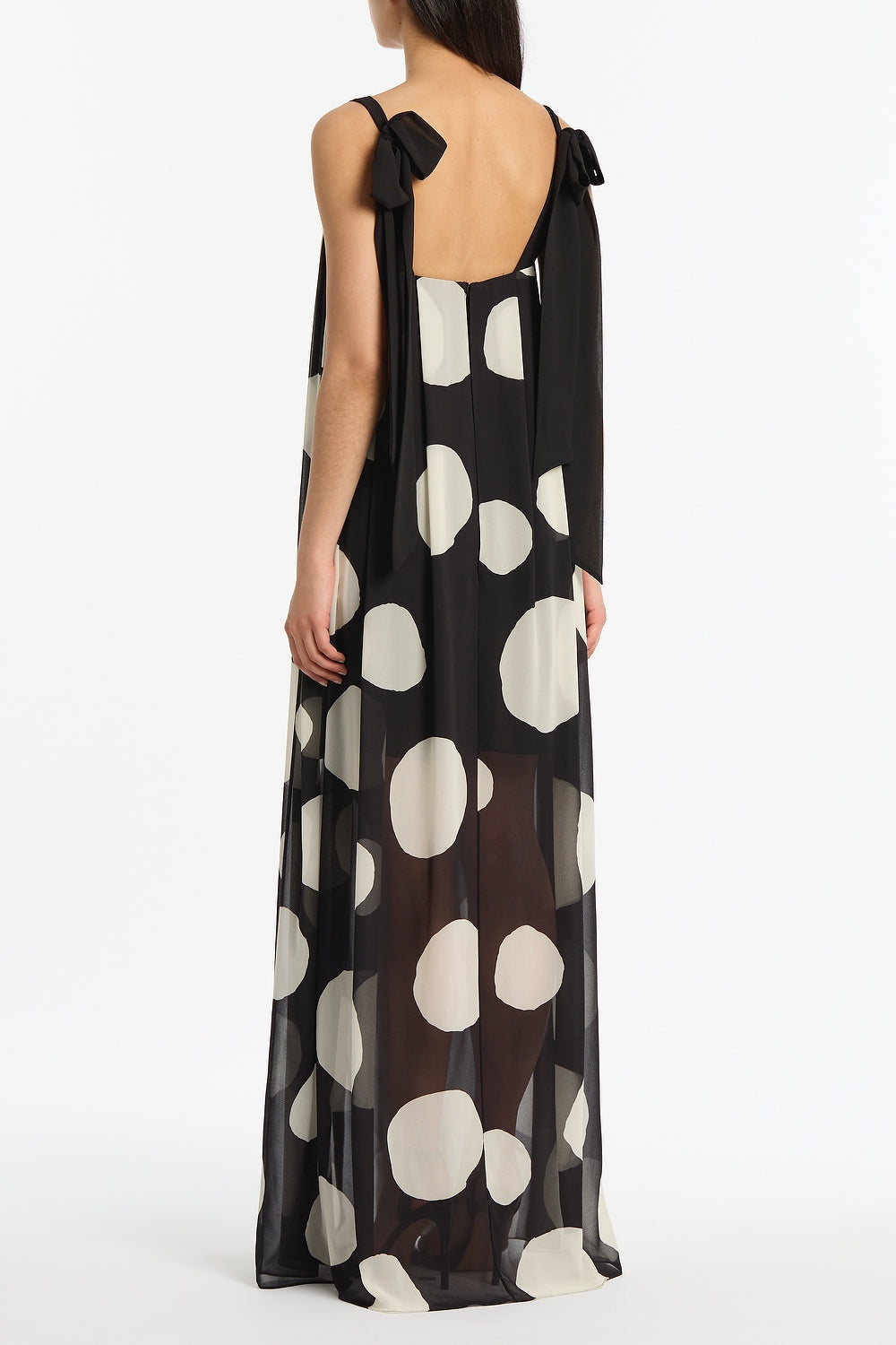 Carla Zampatti Noir Spot Tuck Detail Maxi Dress (Black)