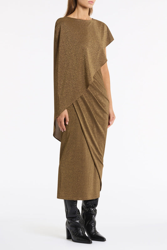 Carla Zampatti Old Lurex Knit Cape Twist Dress (Gold)