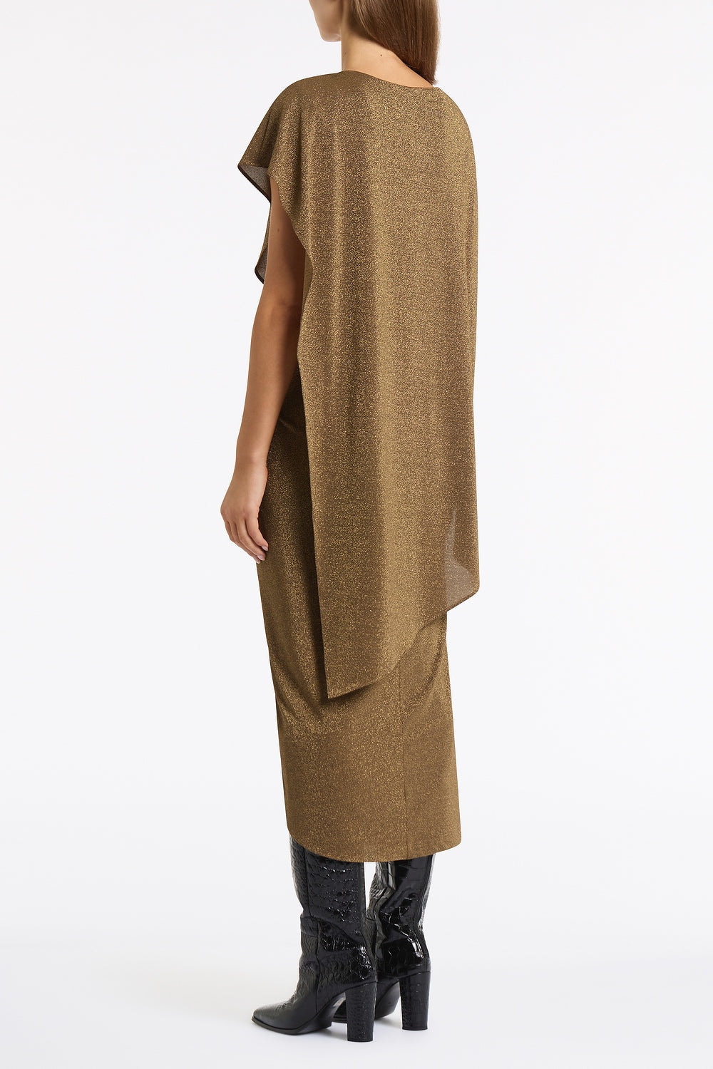 Carla Zampatti Old Lurex Knit Cape Twist Dress (Gold)