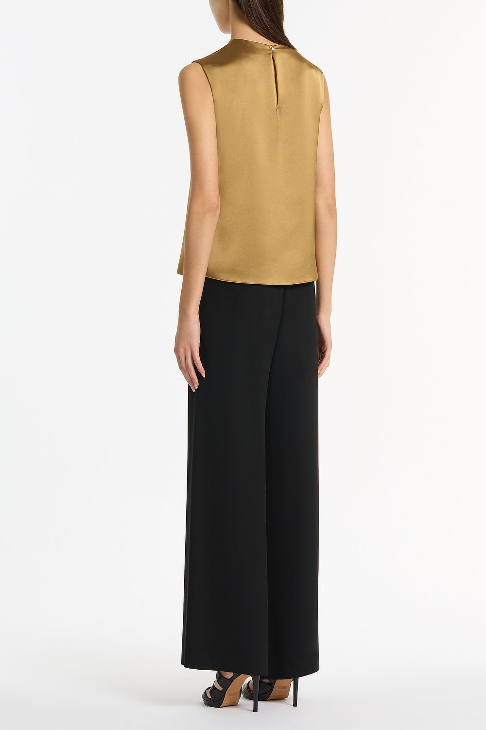 Carla Zampatti Old Lustre Satin Tuck Front Top (Gold)