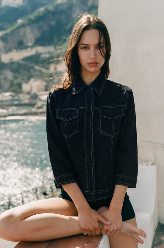 Image of Coats & Jackets. Product name - Olivia Jacket in Indigo colour by brand - With Jéan