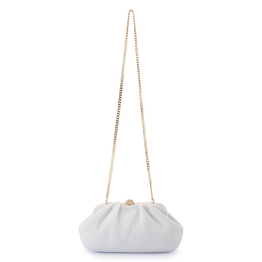 Olga Berg ORIANA Woven Clutch (White)