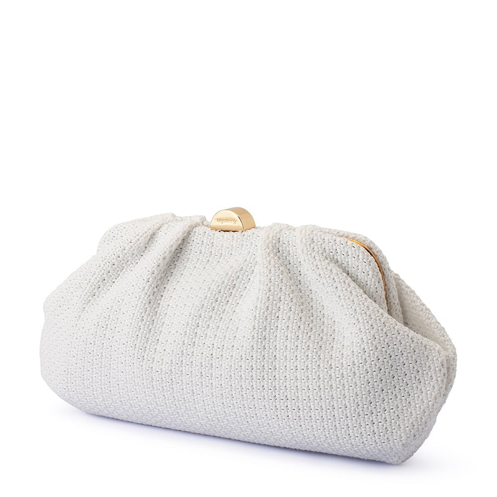Olga Berg ORIANA Woven Clutch (White)