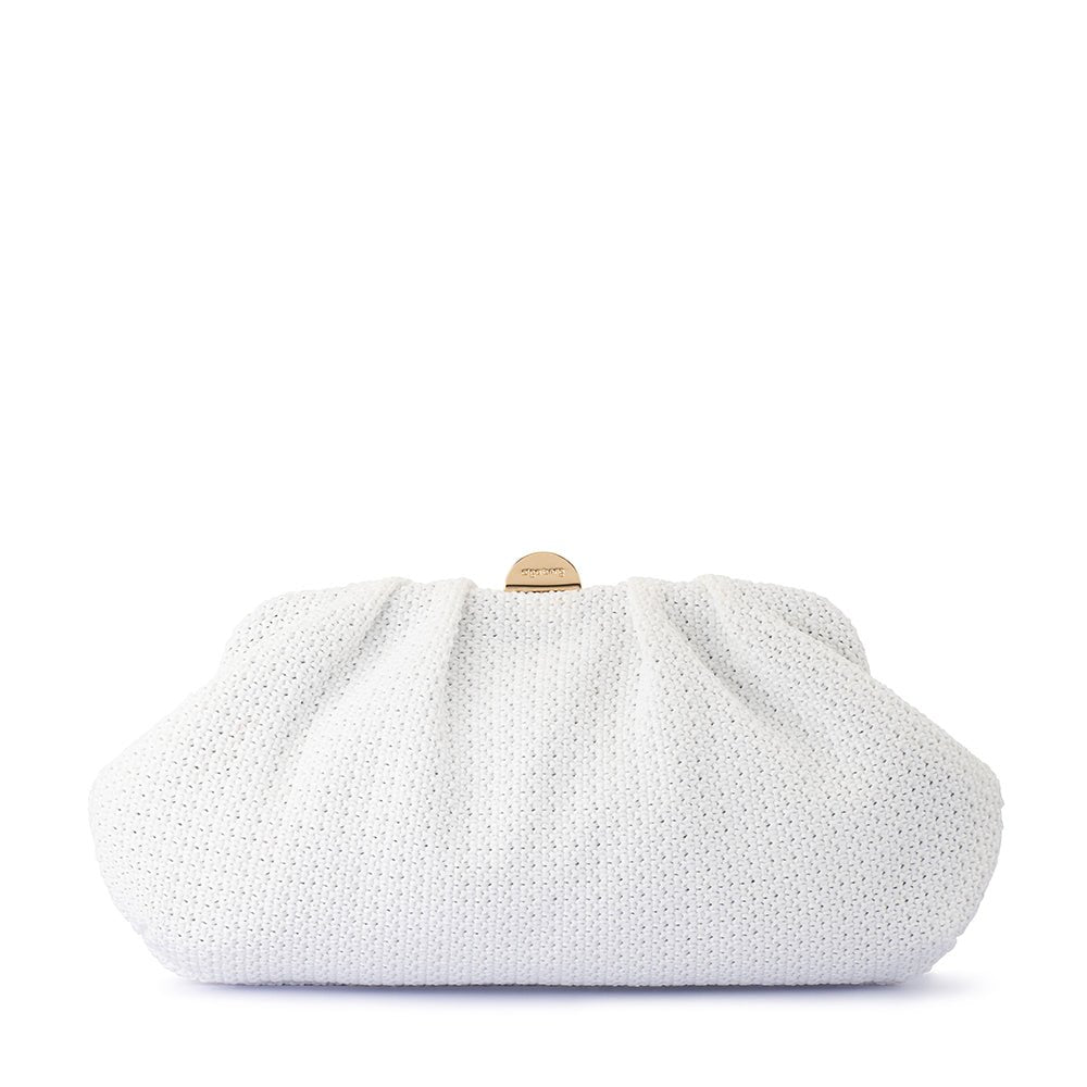 Olga Berg ORIANA Woven Clutch (White)