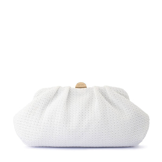 Olga Berg ORIANA Woven Clutch (White)