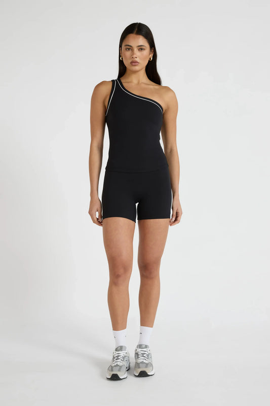 ALLFENIX CloudCore One Shoulder Contrast Piping Tank (Tan)