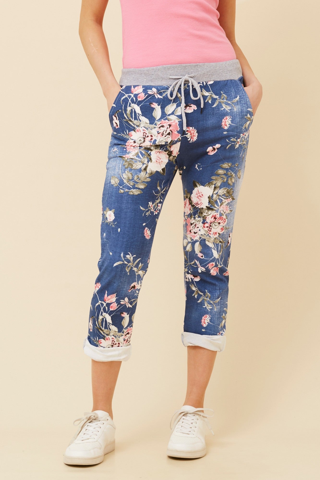 GINNA FLORAL JOGGER (Dark Denim)