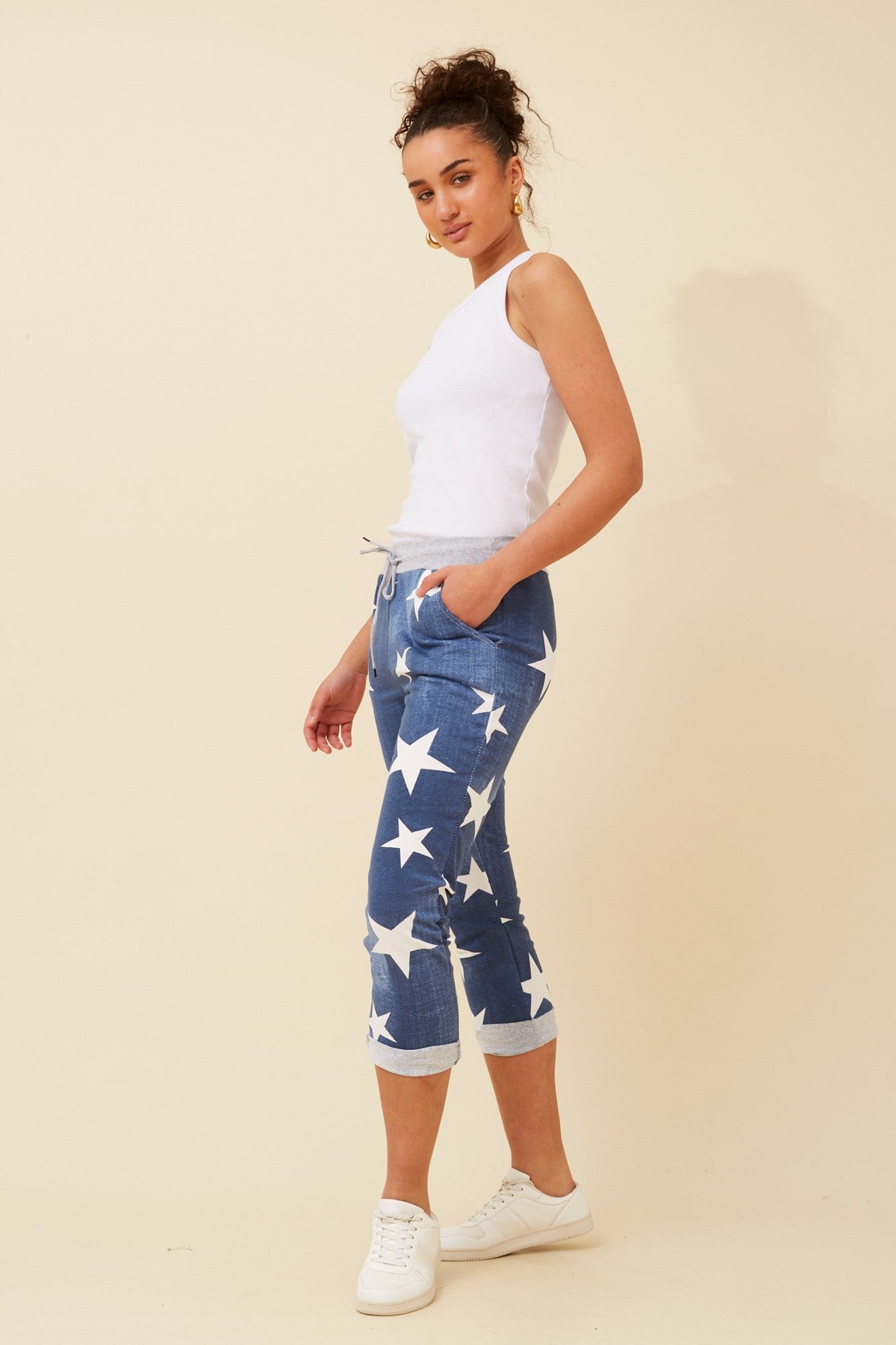 GINNA STAR PRINT JOGGER (Dark Denim)