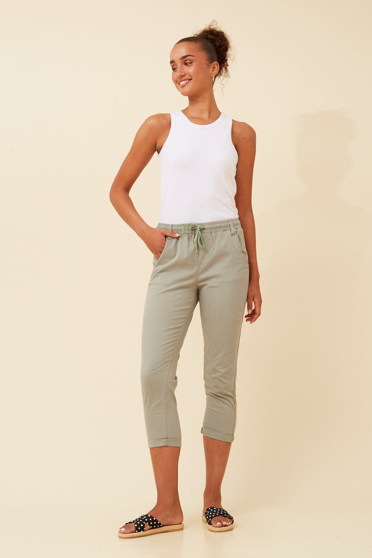 Caroline Morgan Australia JANIA SOLID JOGGER PANTS (Sage)