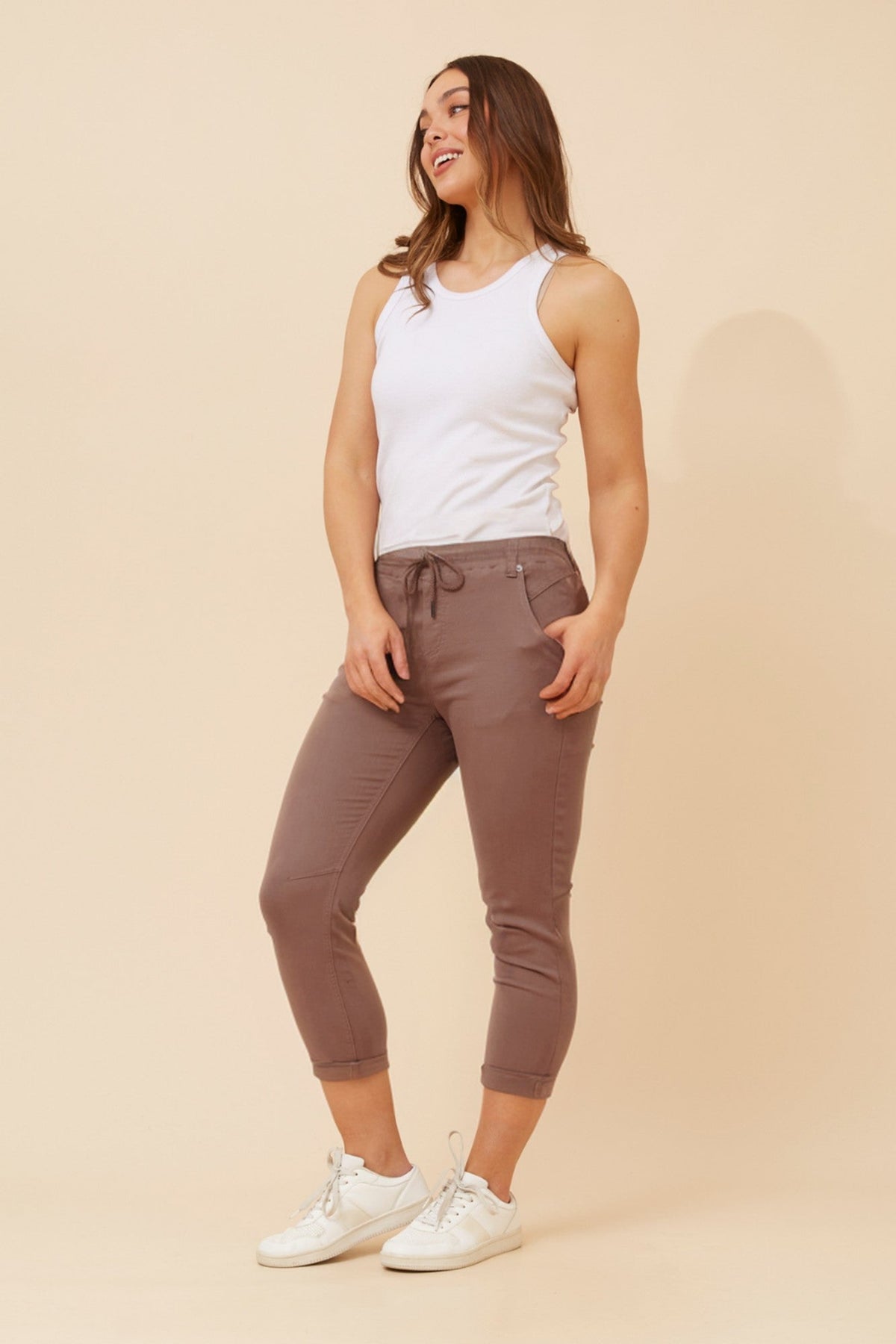 Caroline Morgan Australia JANIA SOLID JOGGER PANTS (Walnut)