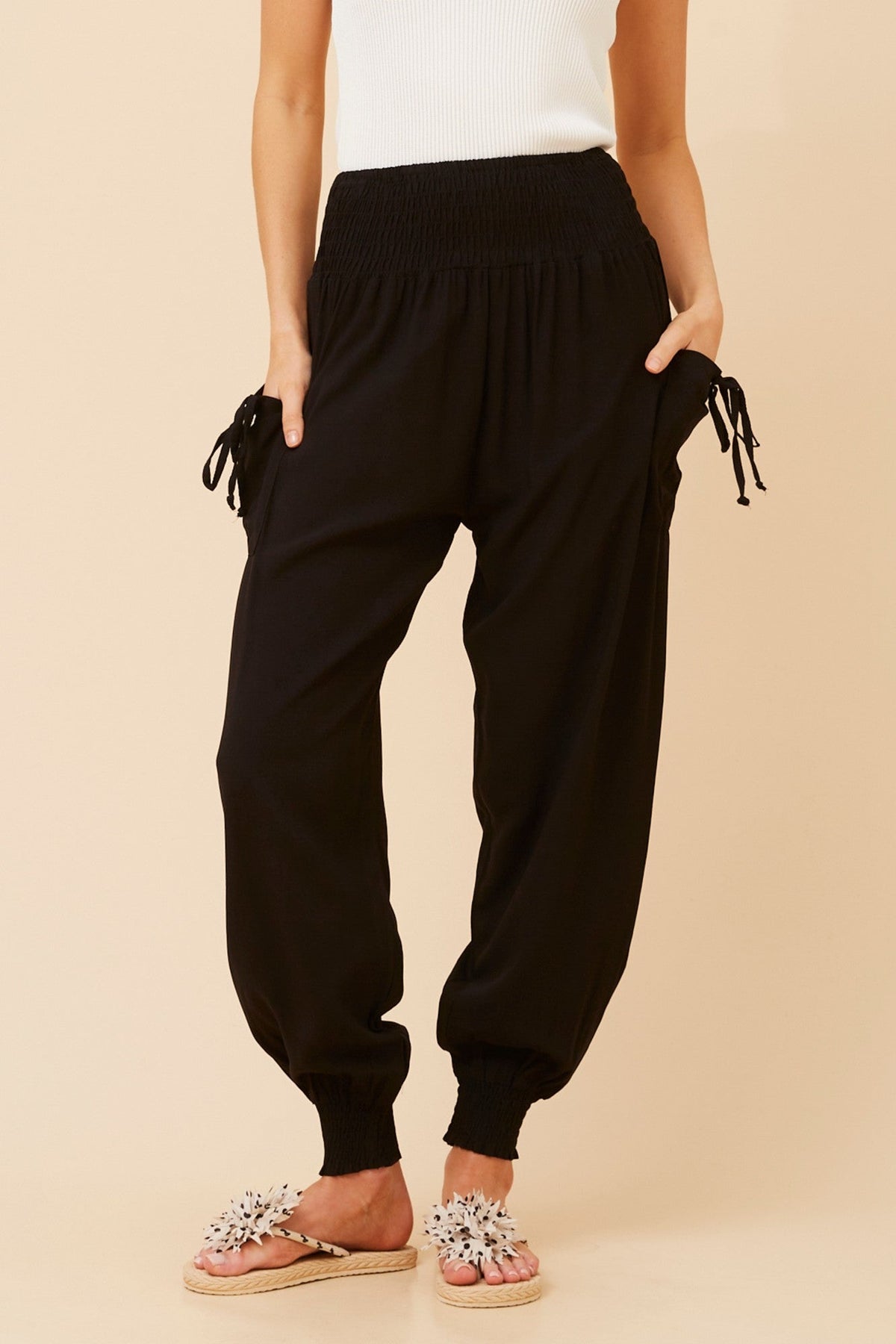 Caroline Morgan Australia SOLID HAREM PANTS (Black)