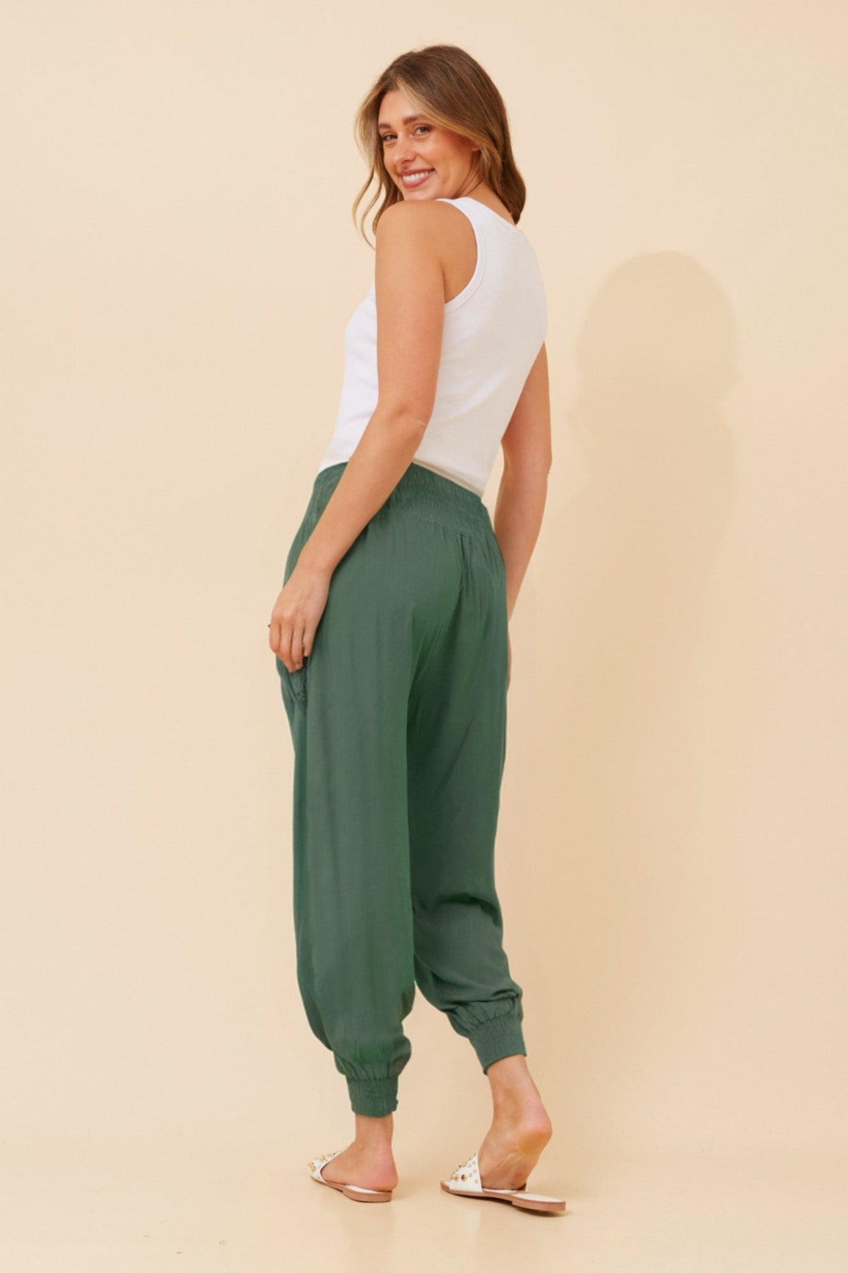 Caroline Morgan Australia SOLID HAREM PANTS (Khaki)