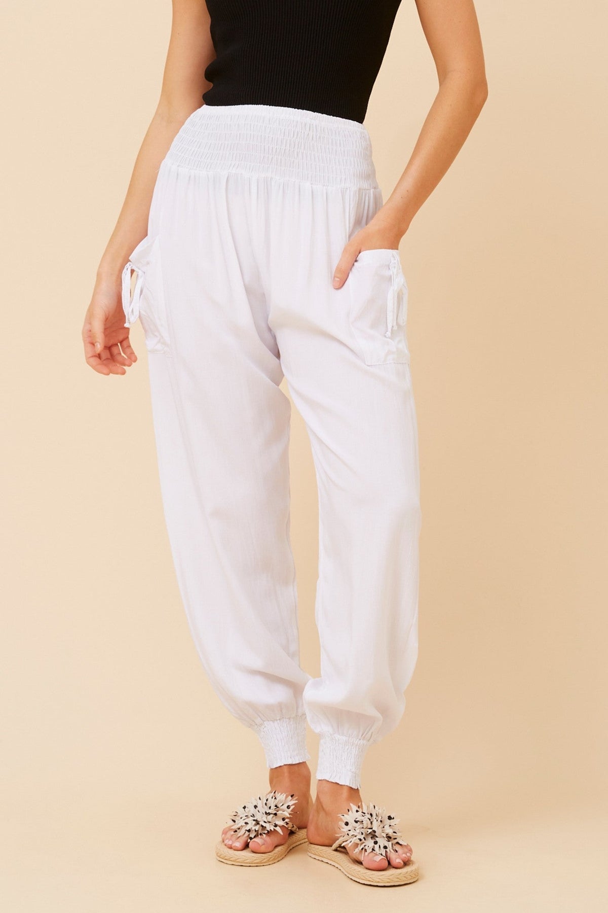 Caroline Morgan Australia SOLID HAREM PANTS (White)