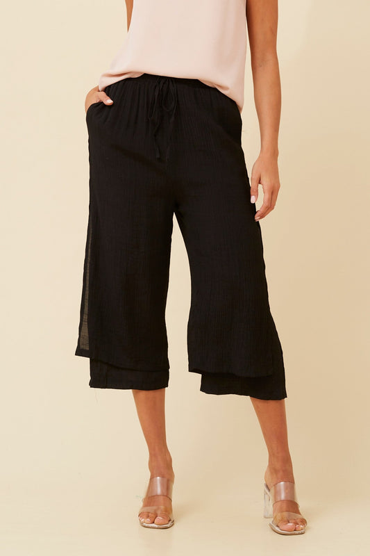 DAMIANA BUTTON DETAIL CULOTTES (Black)