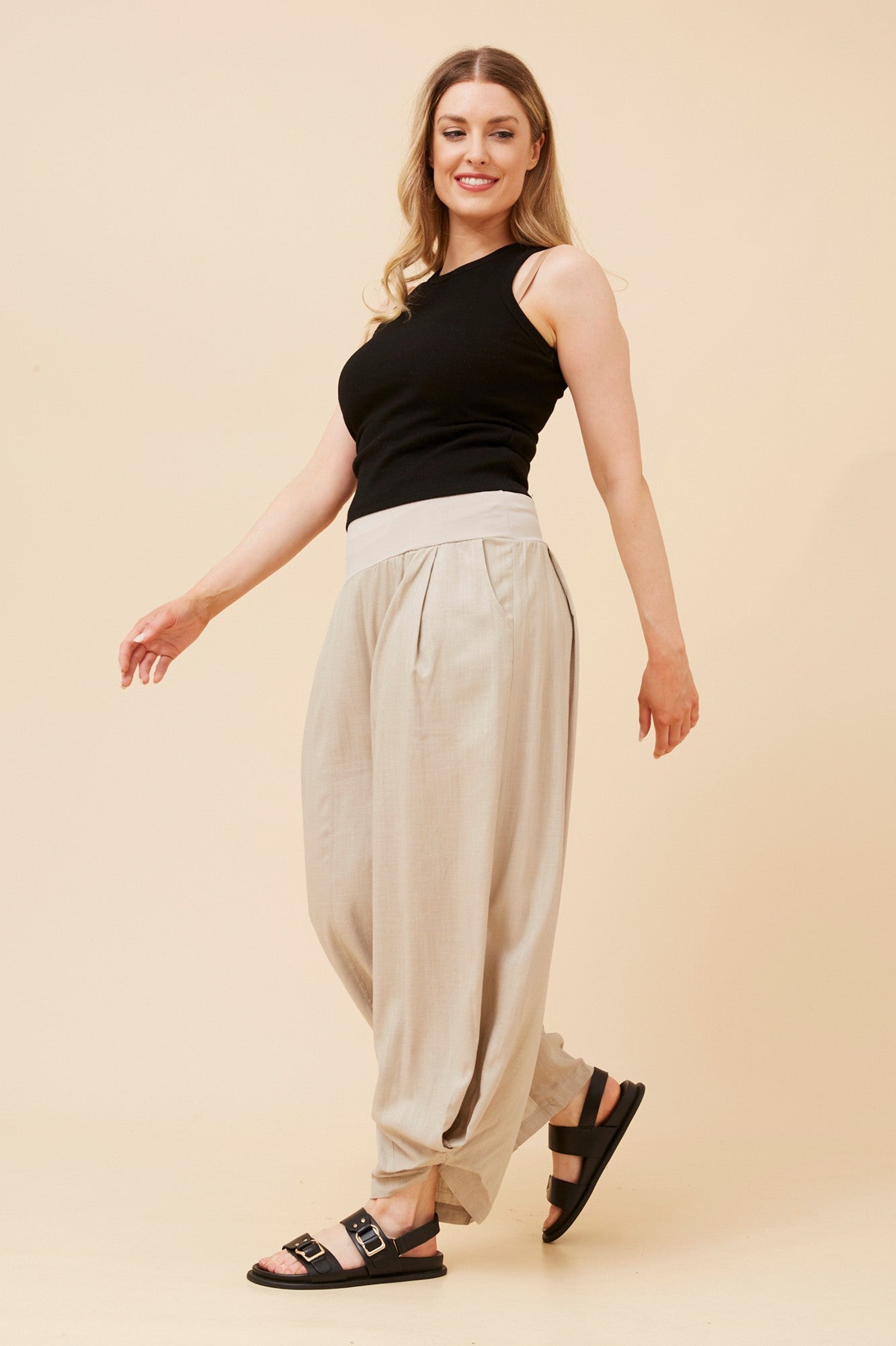 FREYA LINEN BLEND PANTS (Black)