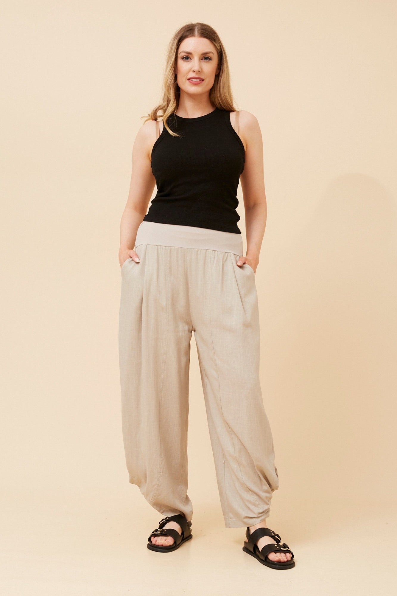 FREYA LINEN BLEND PANTS (Black)