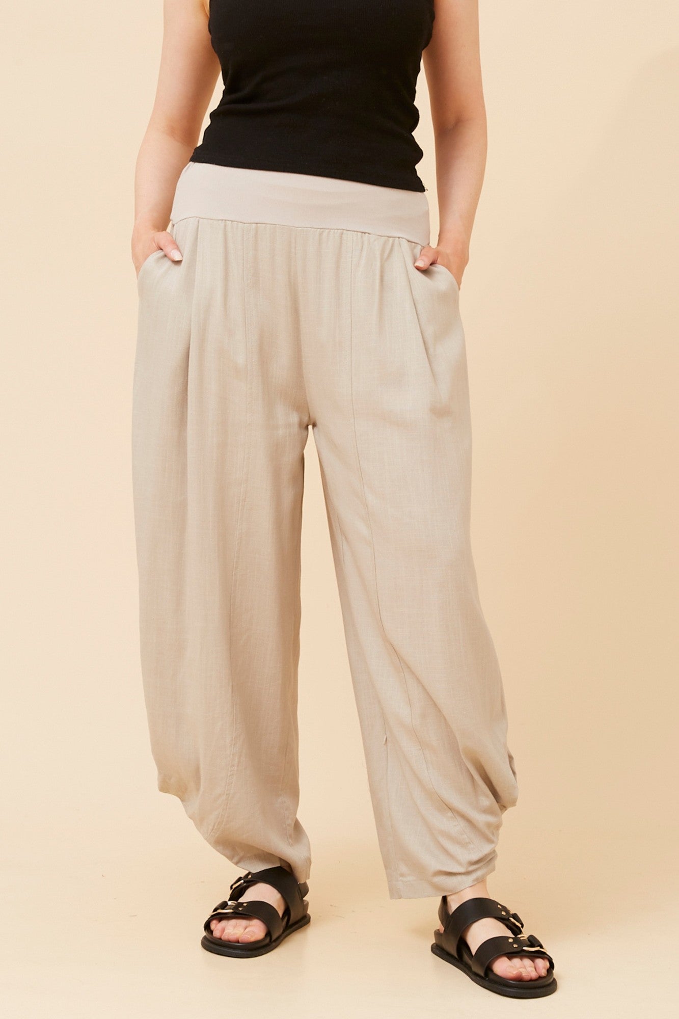 FREYA LINEN BLEND PANTS (Black)