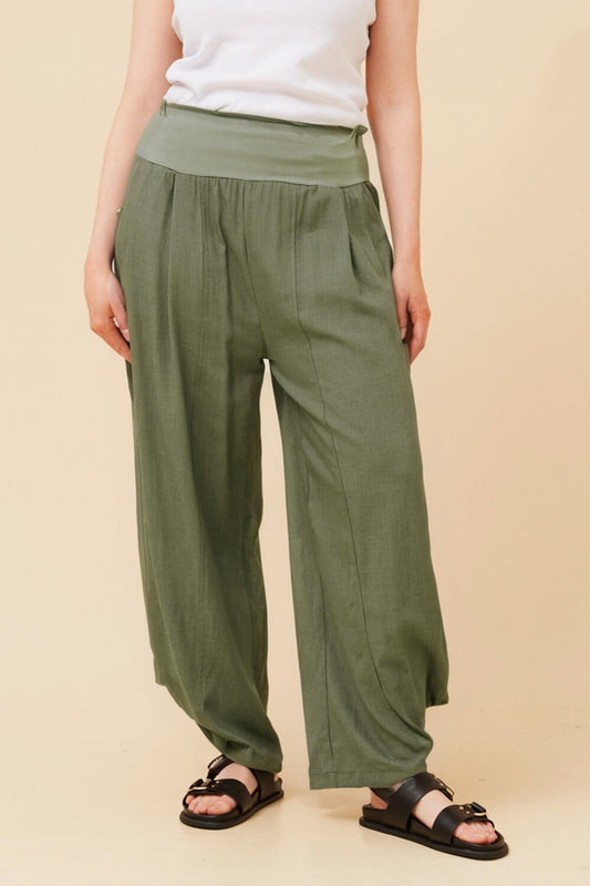 Caroline Morgan Australia FREYA LINEN BLEND PANTS (Khaki)