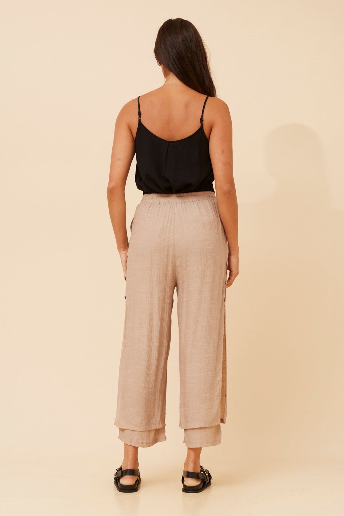 Caroline Morgan Australia DAMIANA WIDE LEG PANTS (Taupe)