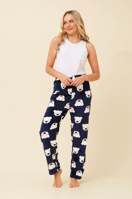 Caroline Morgan Australia LEE TEDDY PRINT PLUSH PYJAMA PANTS (Navy)