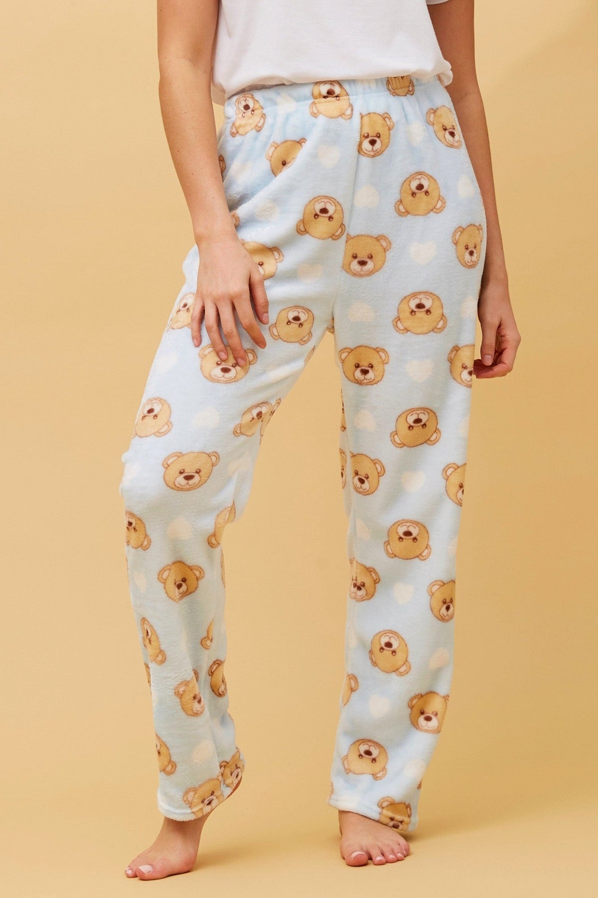 LEE TEDDY PRINT PLUSH PYJAMA PANTS (Light Blue)