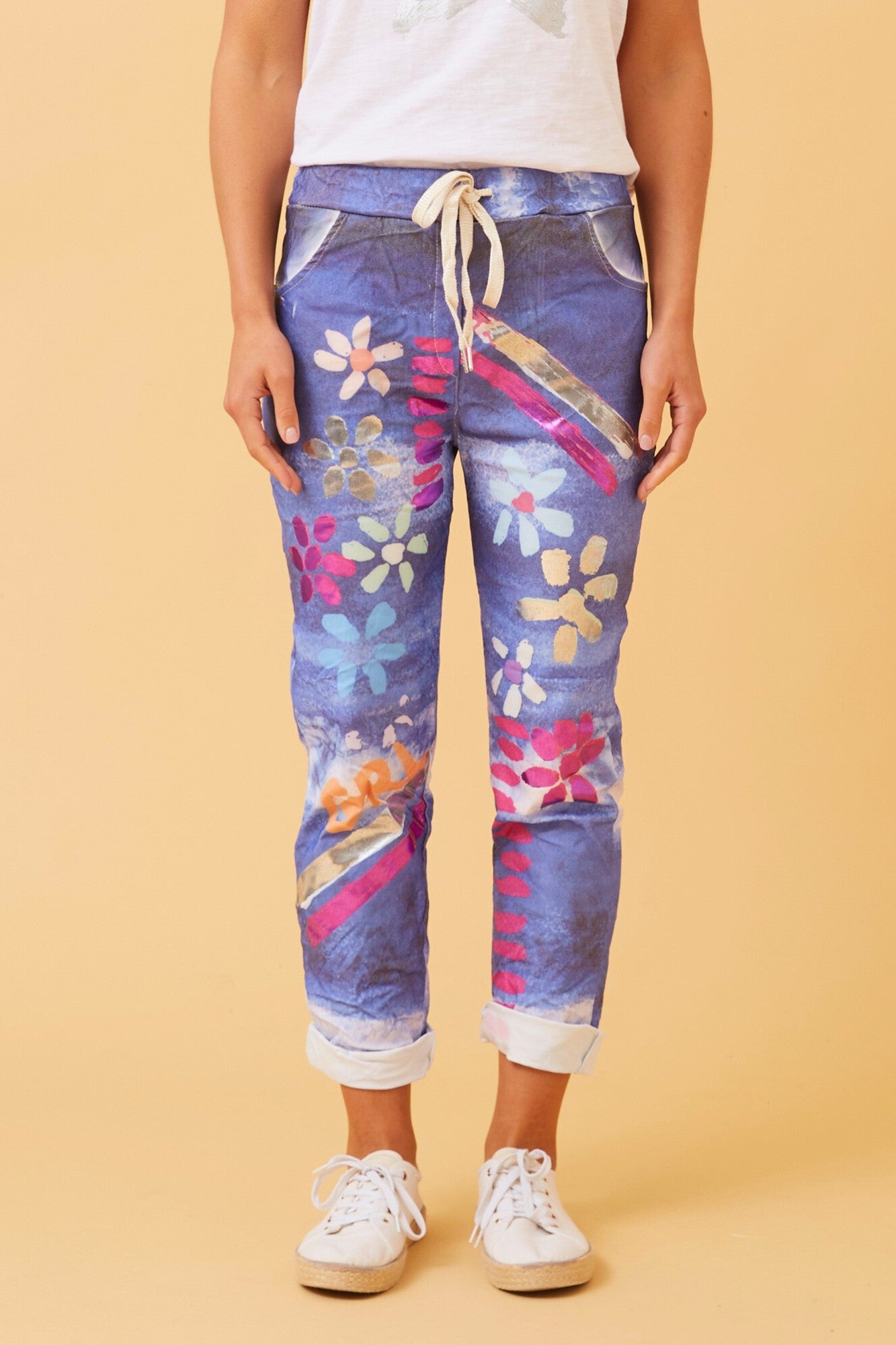 JANJA FLORAL JOGGER PANTS (Navy)
