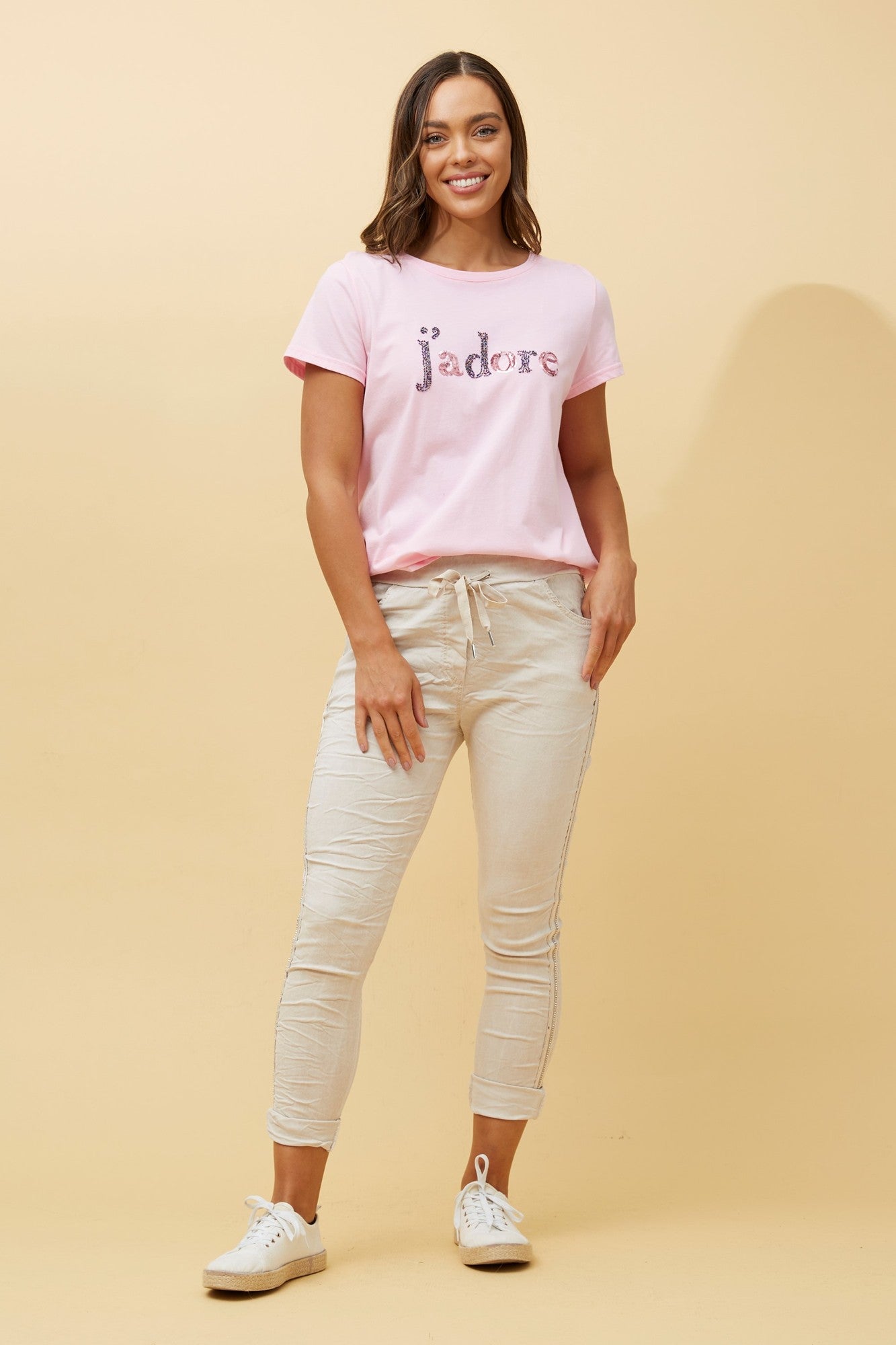 ZANJA DIAMANTE DETAIL JOGGER PANTS (Beige)