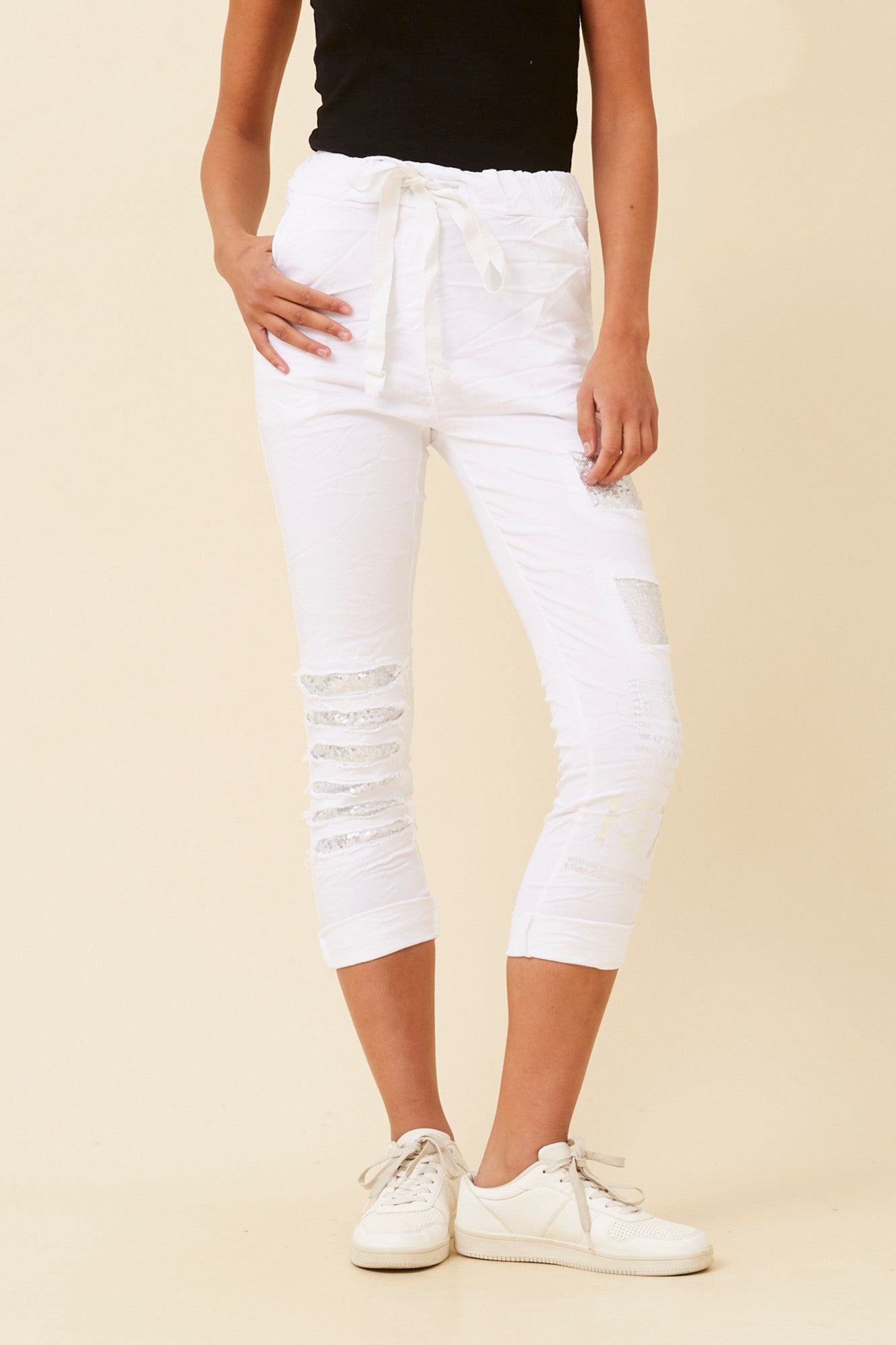 JANJA SEQUIN JOGGER PANTS (Khaki)