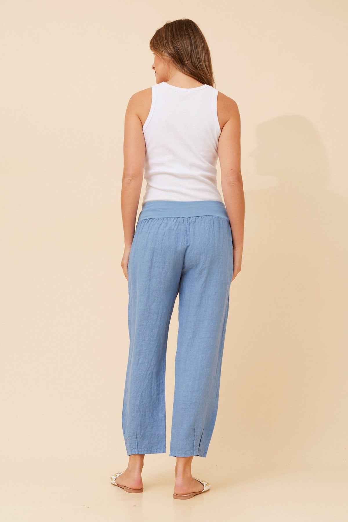 BOTTEGA MODA FINN SOLID LINEN PANTS (Denim)