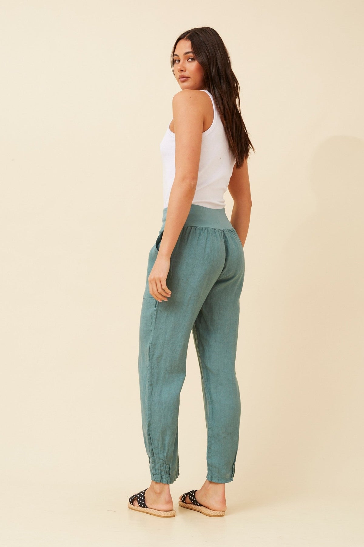 BOTTEGA MODA FINN SOLID LINEN PANTS (Lago)